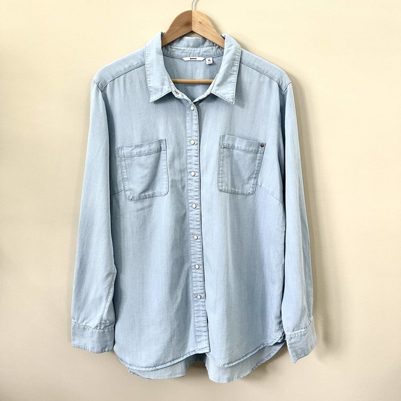 Betabrand Tops - Betabrand Denim Button Down Shirt Sz XL